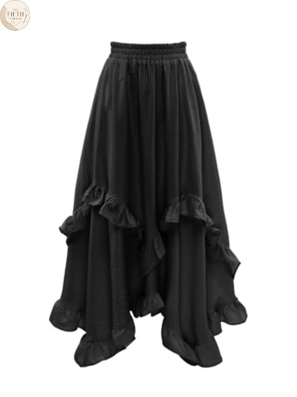 Tiered Ruffle Renaissance Skirt A-Line Asymmetric High Rise Costume